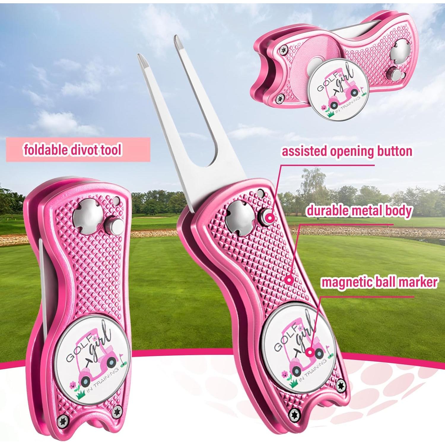 Kit de Accesorios de Golf Liliful 12 Piezas Rosa Floral