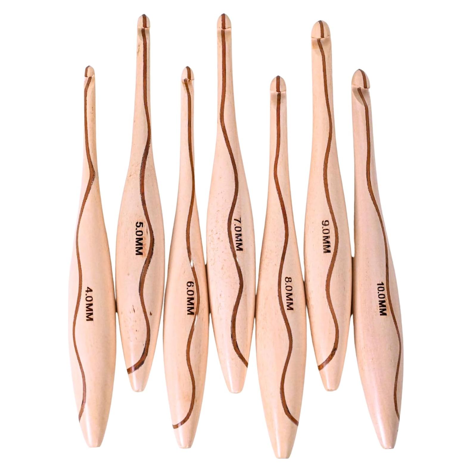 Ganchos de Crochet de Madera ArtsyCraftIn - Set de 7 (4mm a 10mm)