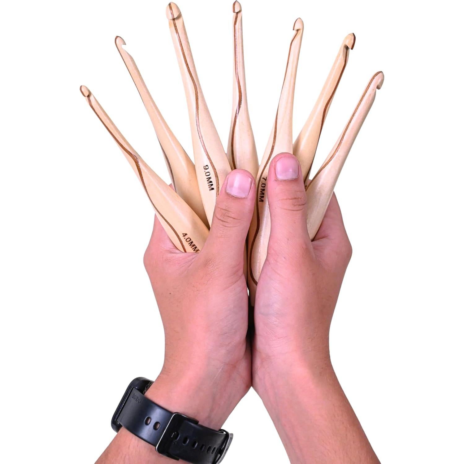 Ganchos de Crochet de Madera ArtsyCraftIn - Set de 7 (4mm a 10mm)