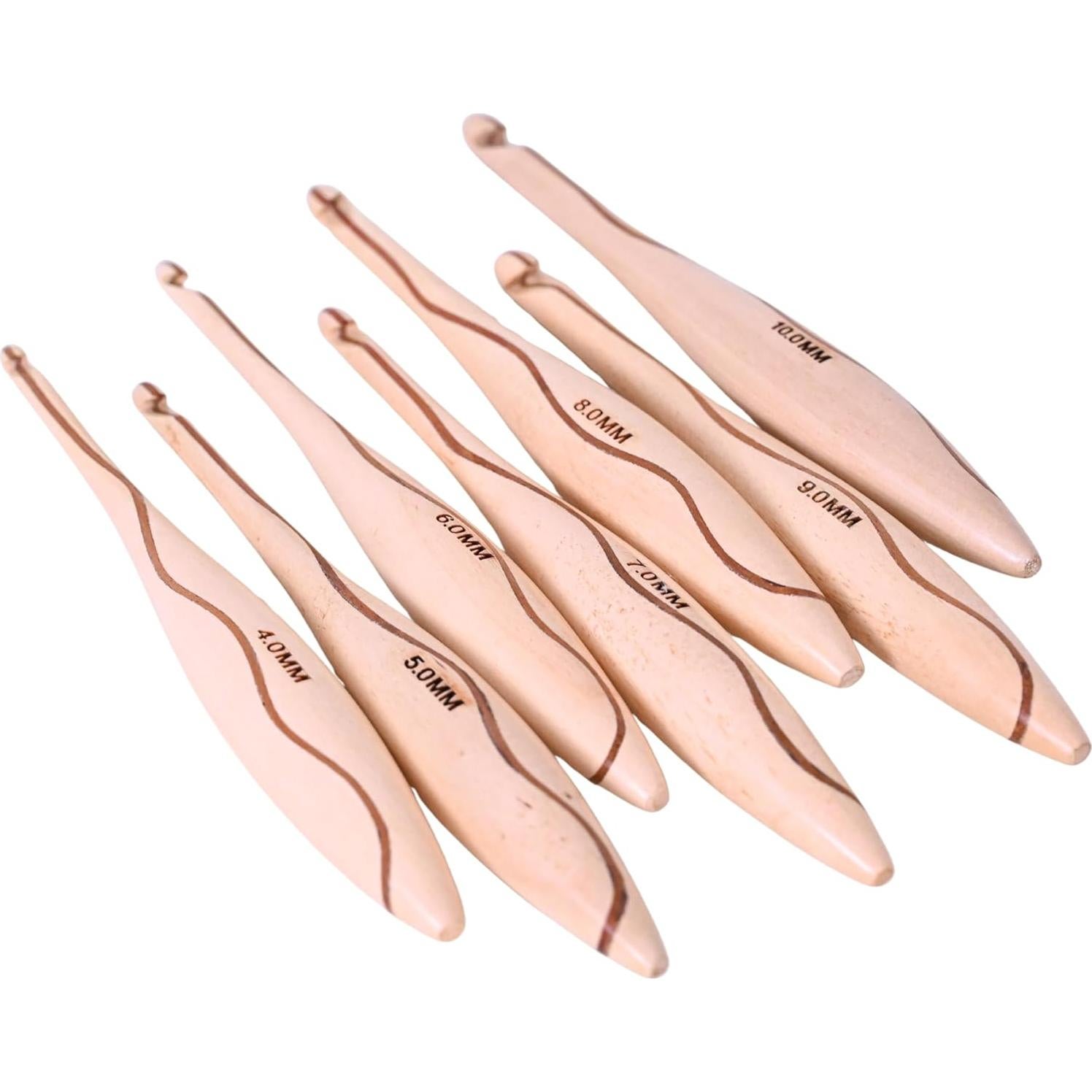 Ganchos de Crochet de Madera ArtsyCraftIn - Set de 7 (4mm a 10mm)