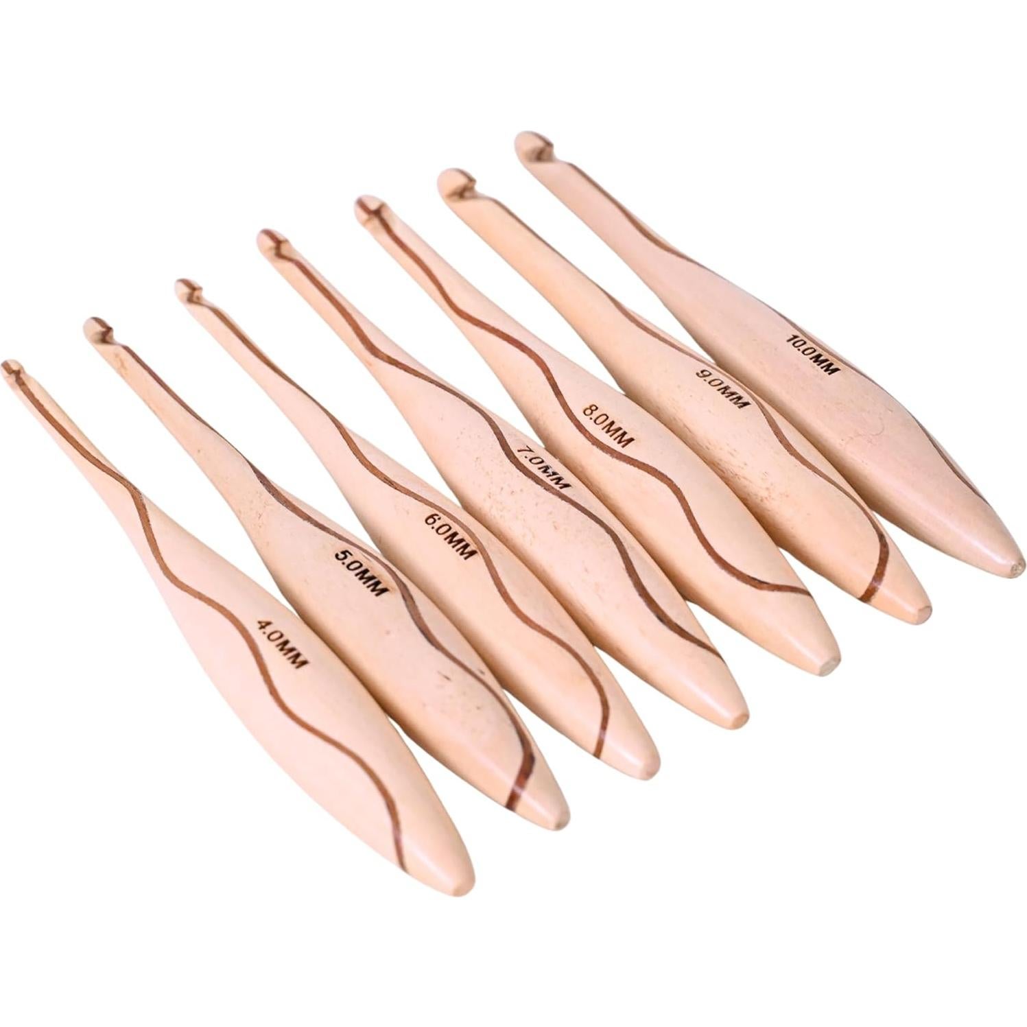 Ganchos de Crochet de Madera ArtsyCraftIn - Set de 7 (4mm a 10mm)
