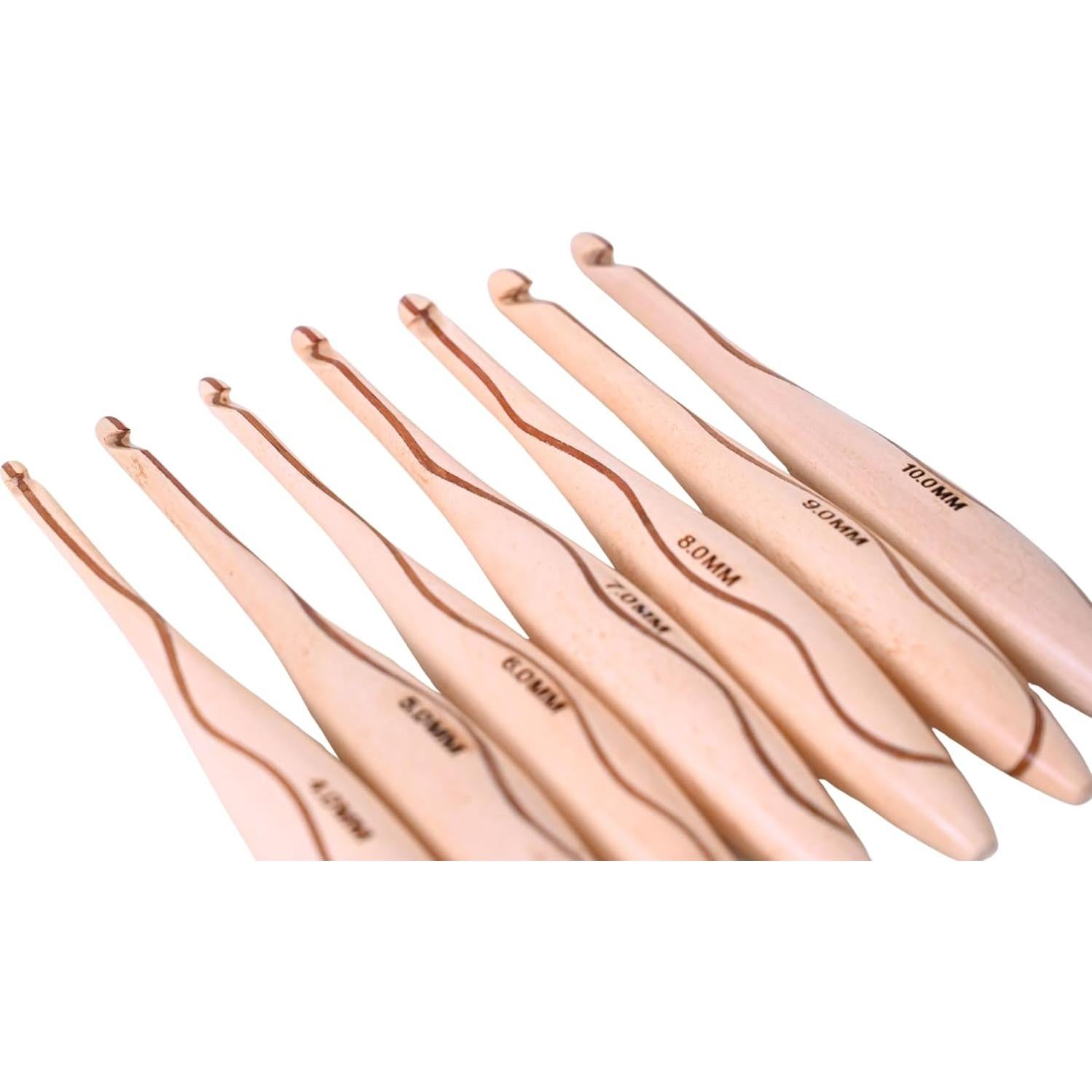 Ganchos de Crochet de Madera ArtsyCraftIn - Set de 7 (4mm a 10mm)