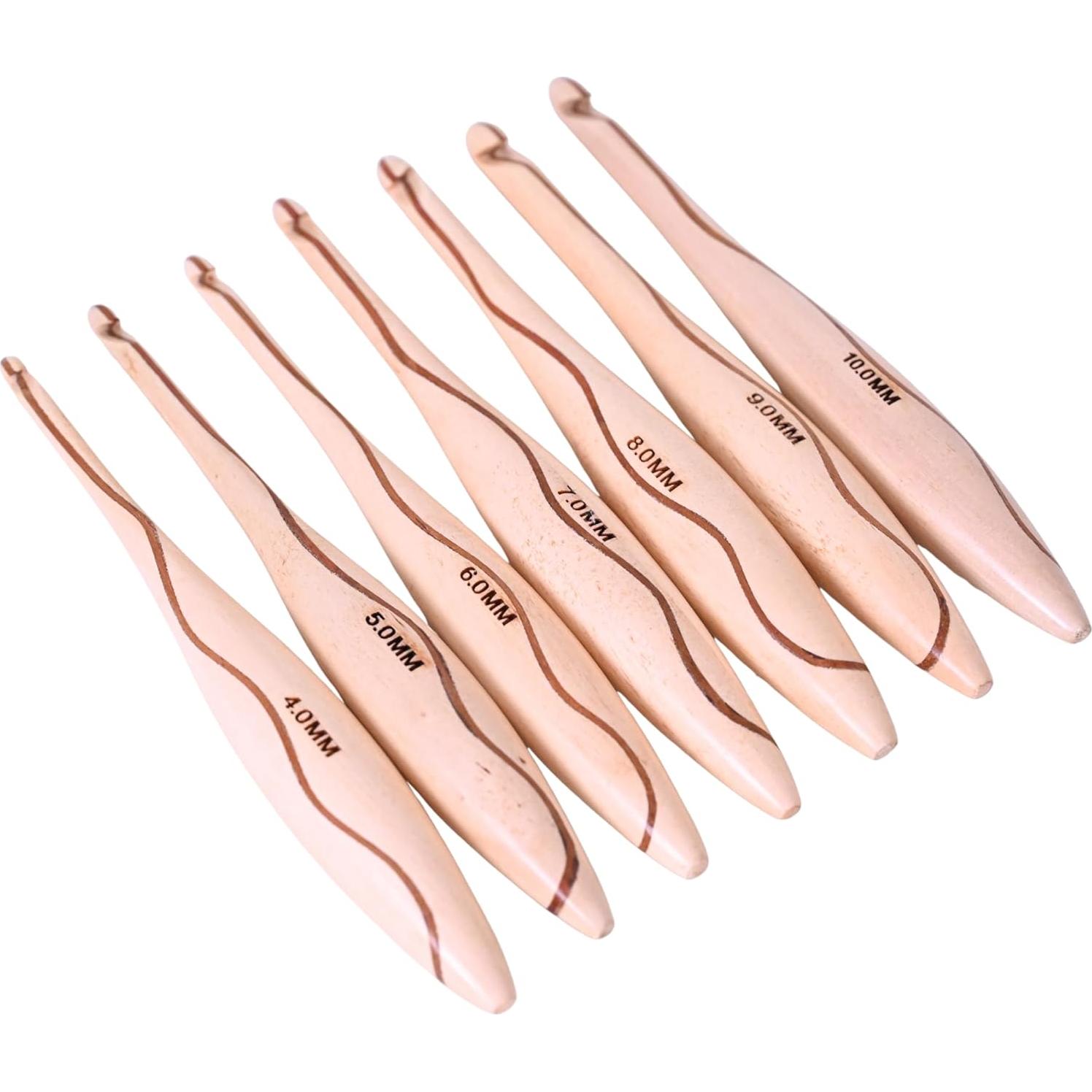 Ganchos de Crochet de Madera ArtsyCraftIn - Set de 7 (4mm a 10mm)