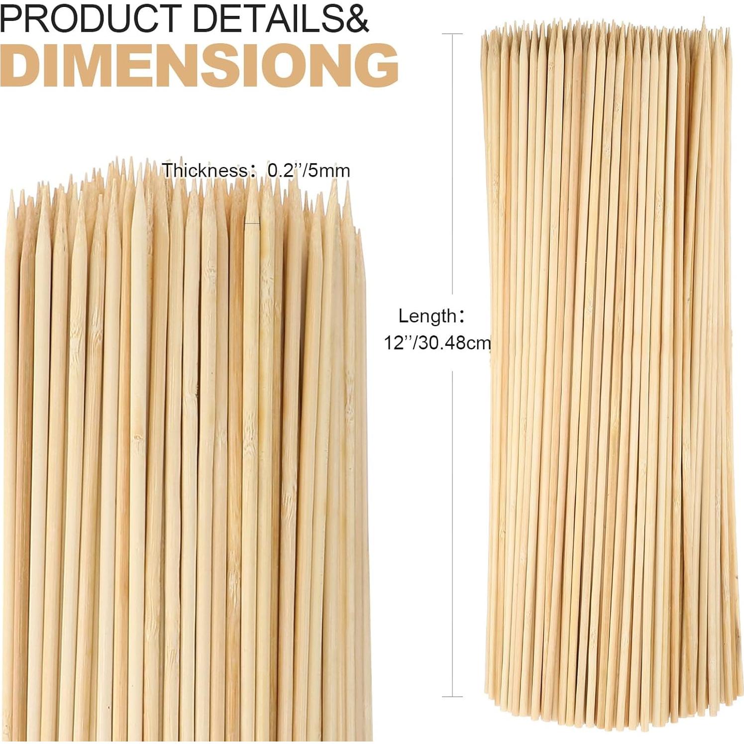 Palitos de Bambú para Asar Malvaviscos Suclain 1000 Pcs 30.48 cm