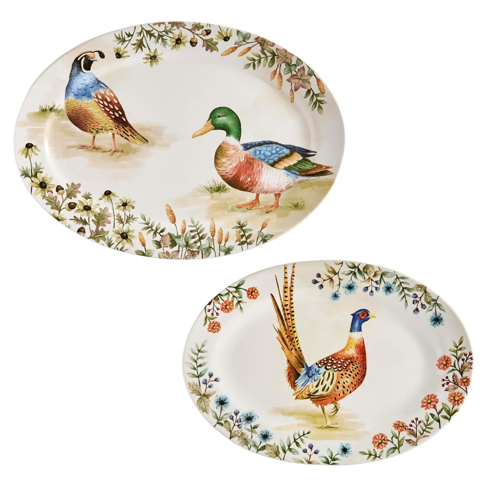 Set de 2 Platos Ovalados Bico Aves de Otoño 40.6x29.5 cm