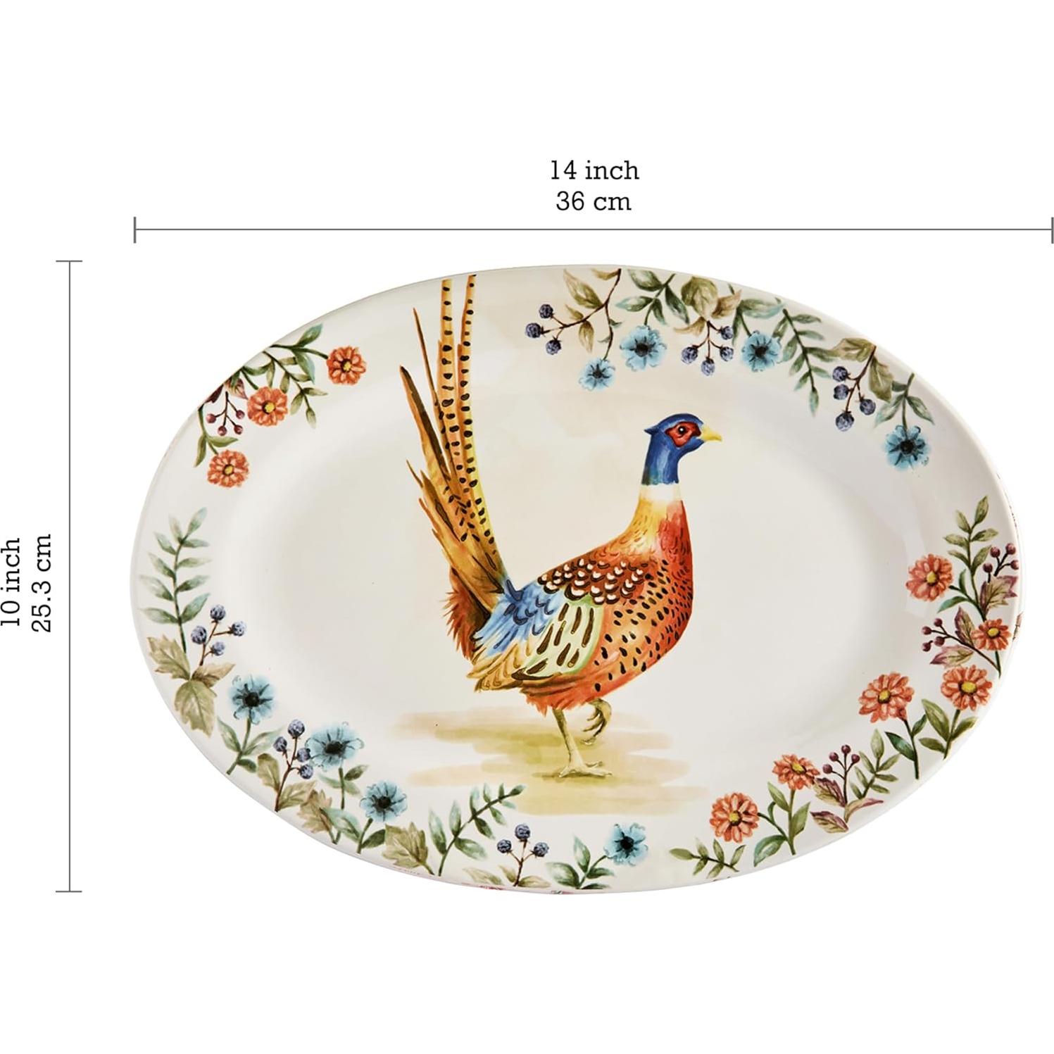 Set de 2 Platos Ovalados Bico Aves de Otoño 40.6x29.5 cm