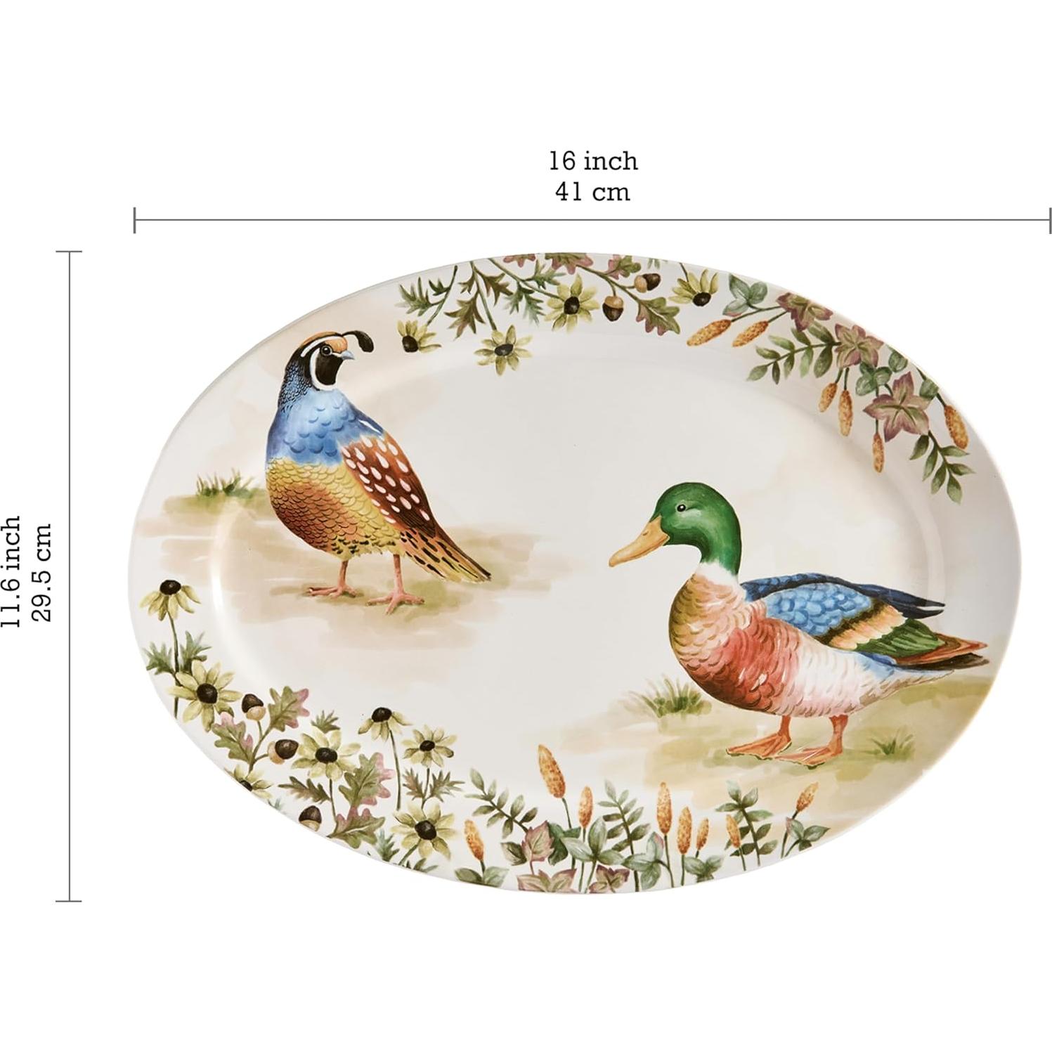 Set de 2 Platos Ovalados Bico Aves de Otoño 40.6x29.5 cm