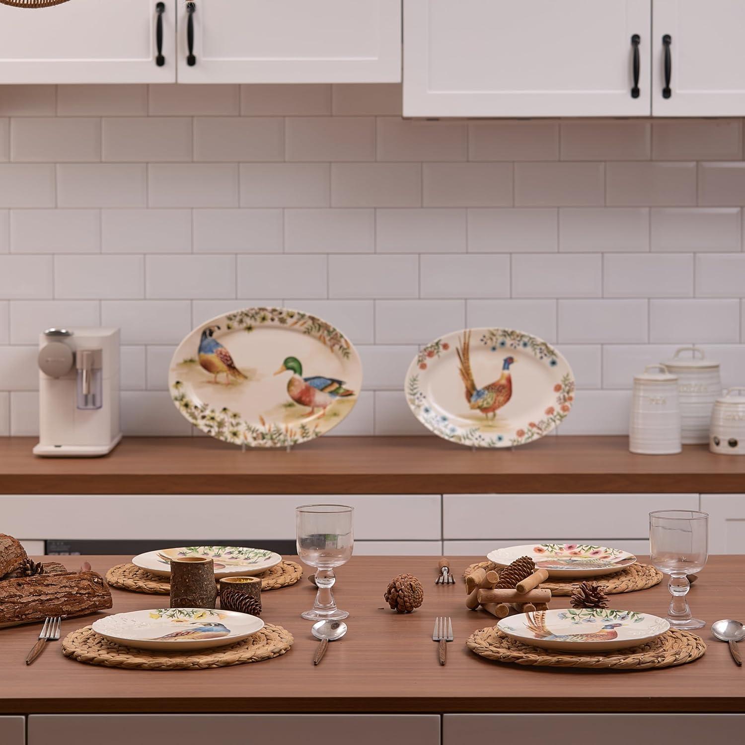 Set de 2 Platos Ovalados Bico Aves de Otoño 40.6x29.5 cm