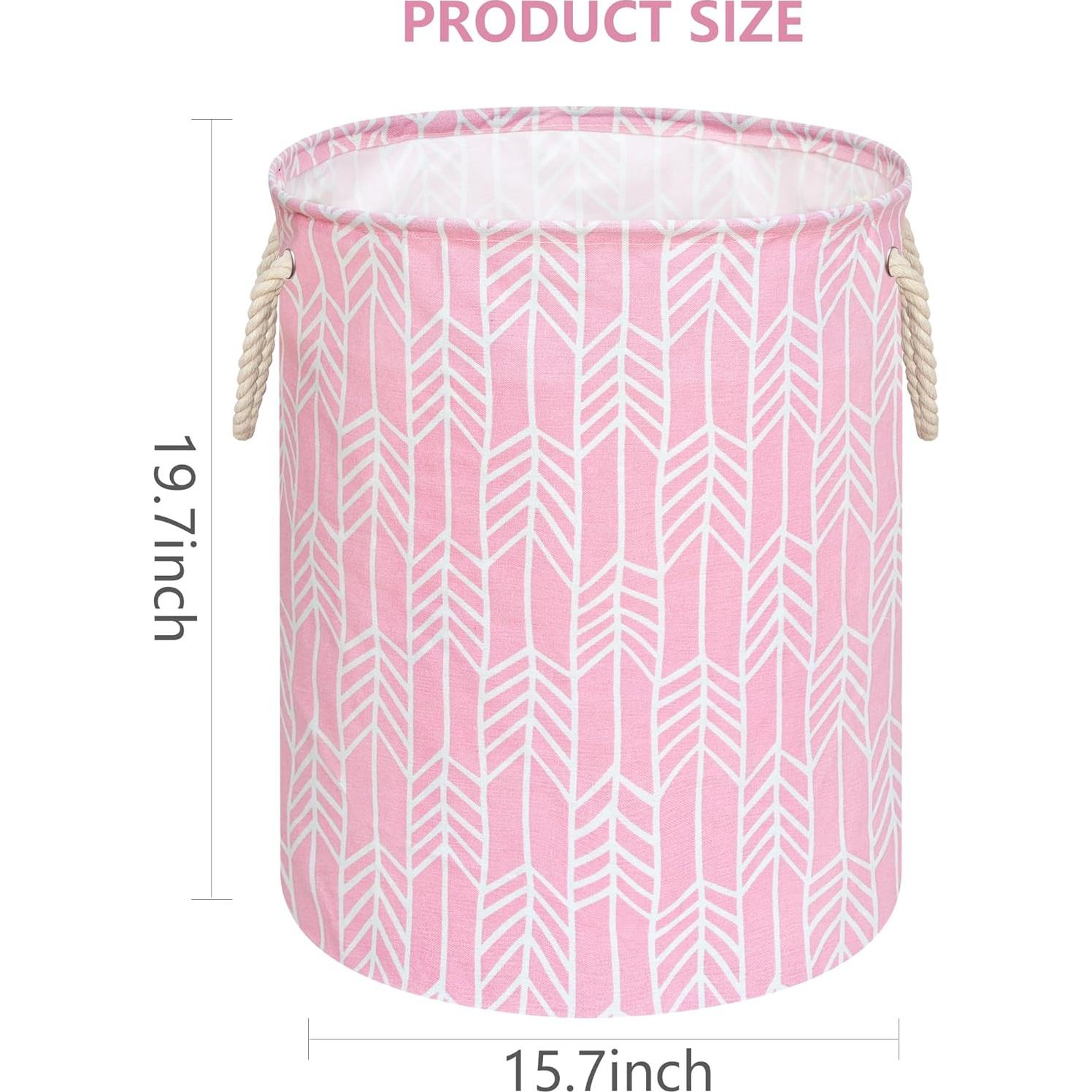 Cesta de lavandería VAIVUSTO rosa redonda 50x40 cm