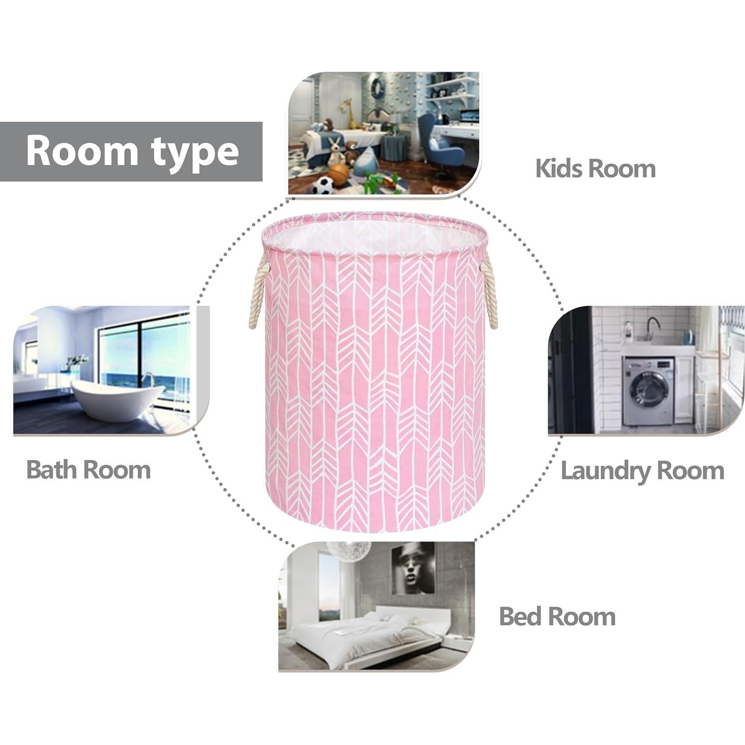 Cesta de lavandería VAIVUSTO rosa redonda 50x40 cm