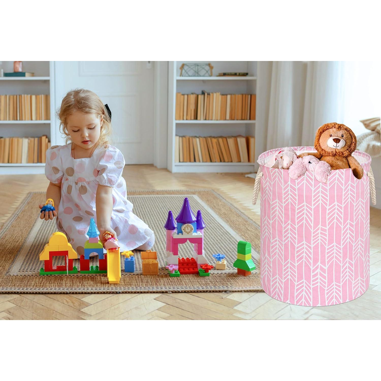 Cesta de lavandería VAIVUSTO rosa redonda 50x40 cm