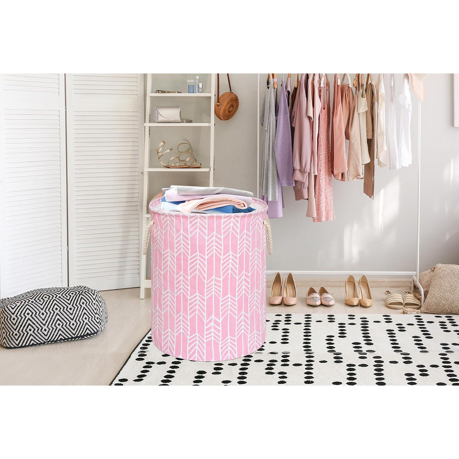 Cesta de lavandería VAIVUSTO rosa redonda 50x40 cm