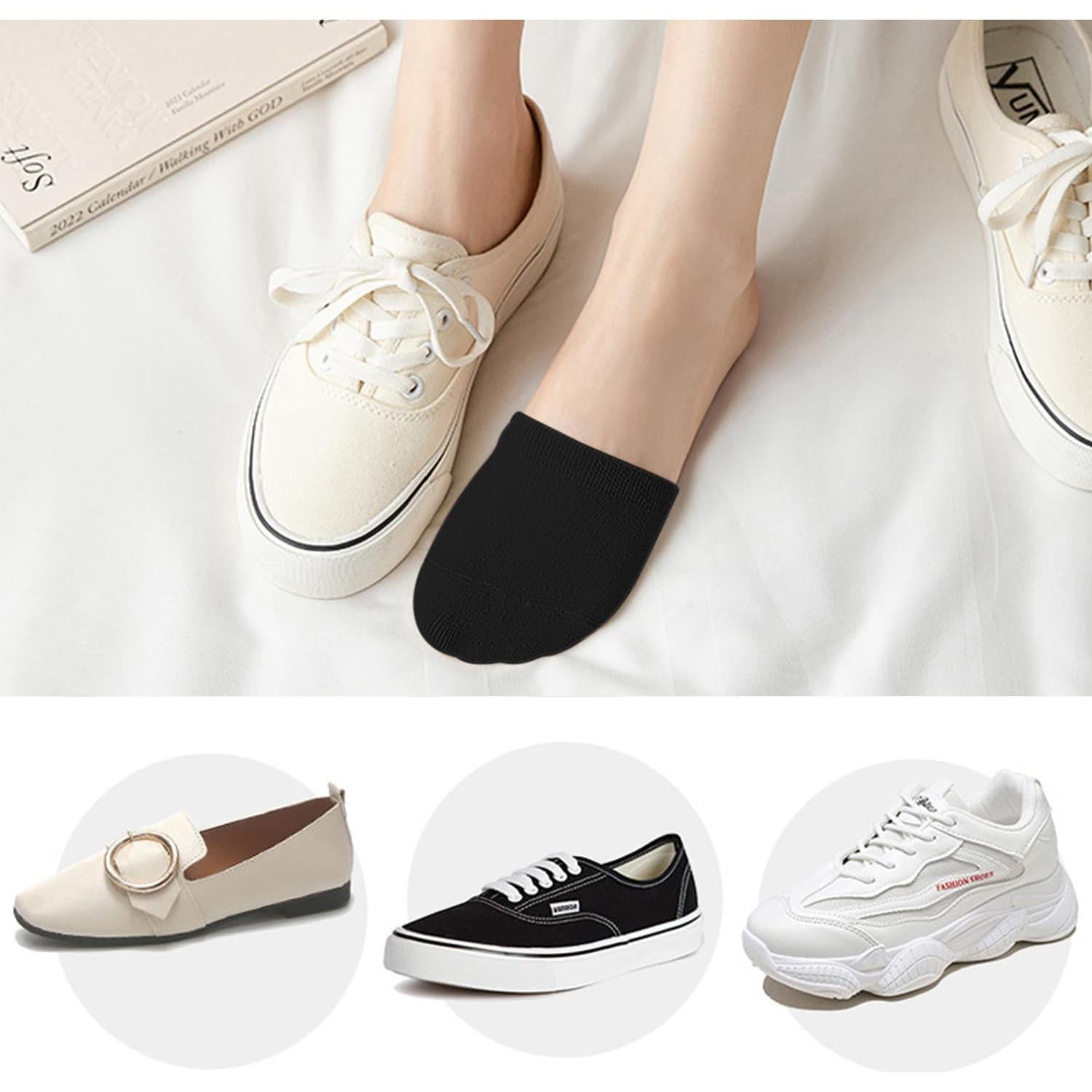 6 Pares de Calcetines Invisibles Liner para Mujeres Antideslizantes