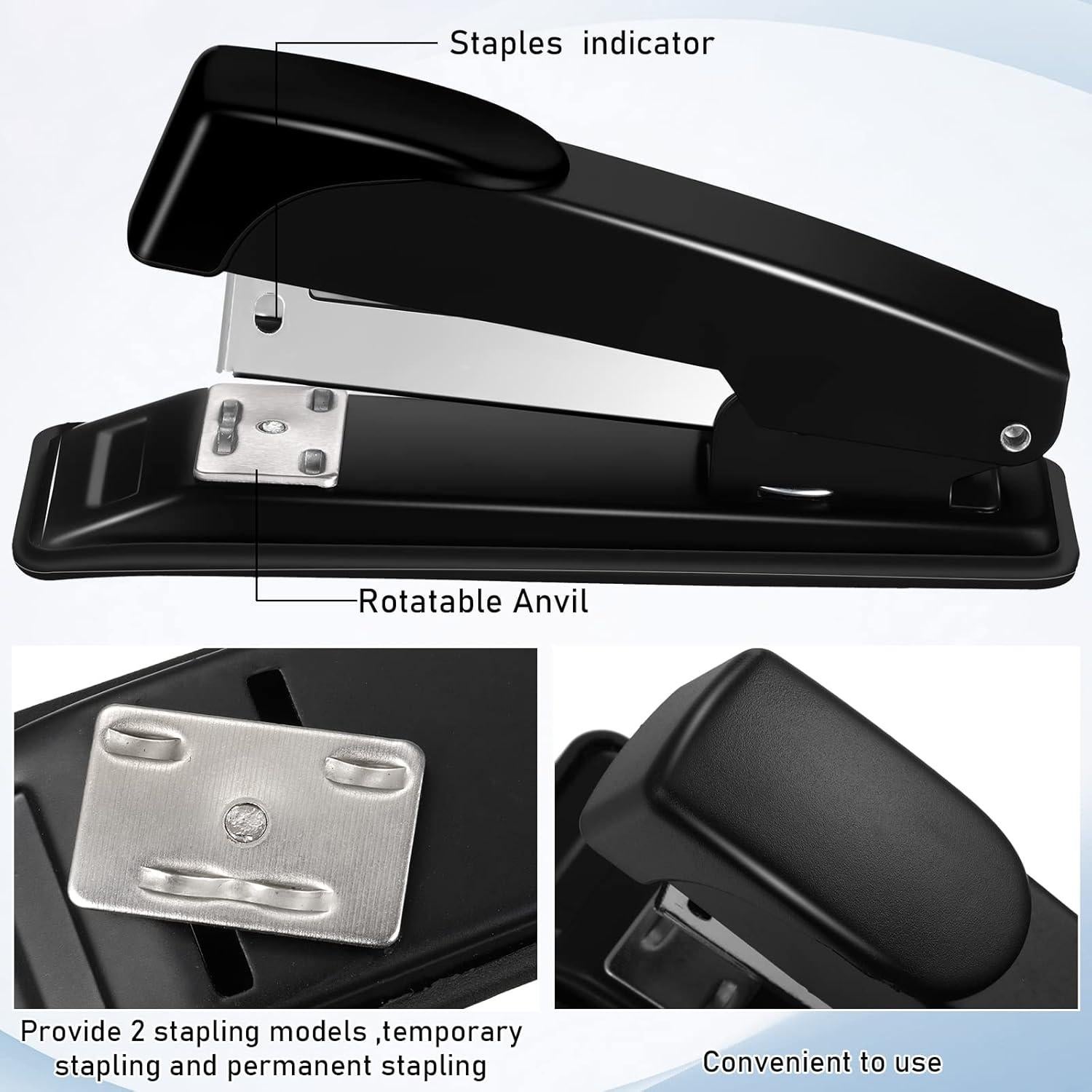 Yahenda 10 Grapadoras Compactas Metal Negro 20 Hojas 5000 Grapas