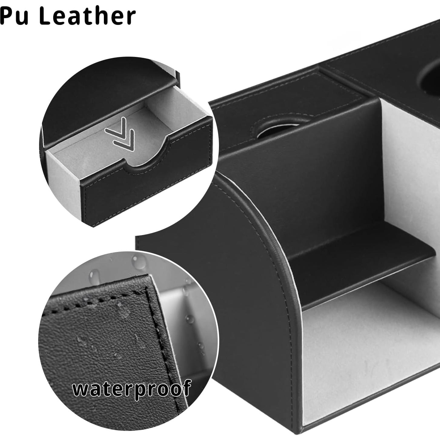 Cubierta de Caja de Tejidos Fanousy Cuero PU Negro 27.9x14.0 cm