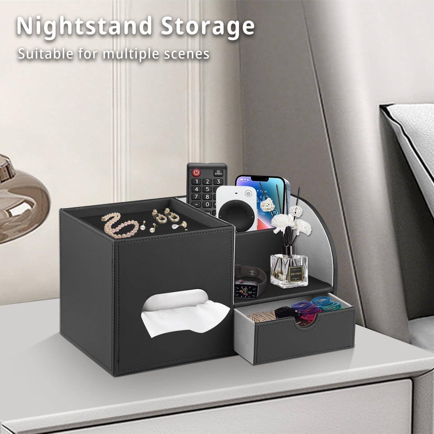 Cubierta de Caja de Tejidos Fanousy Cuero PU Negro 27.9x14.0 cm