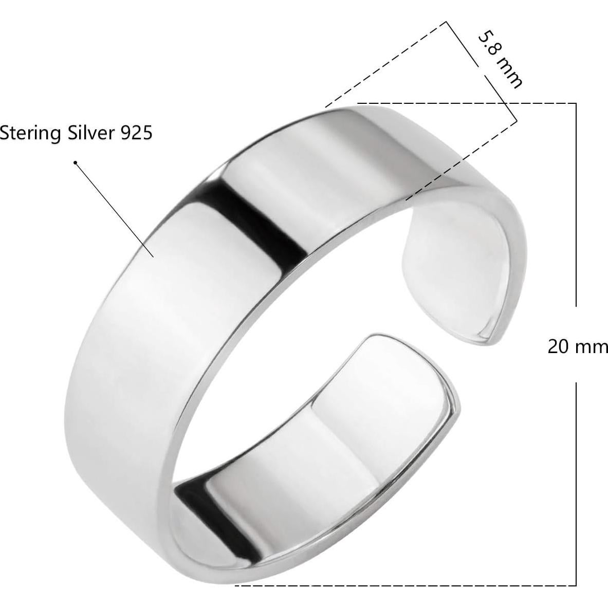 Anillo Banda Simple Plata Esterlina Lemon Grass Ajustable