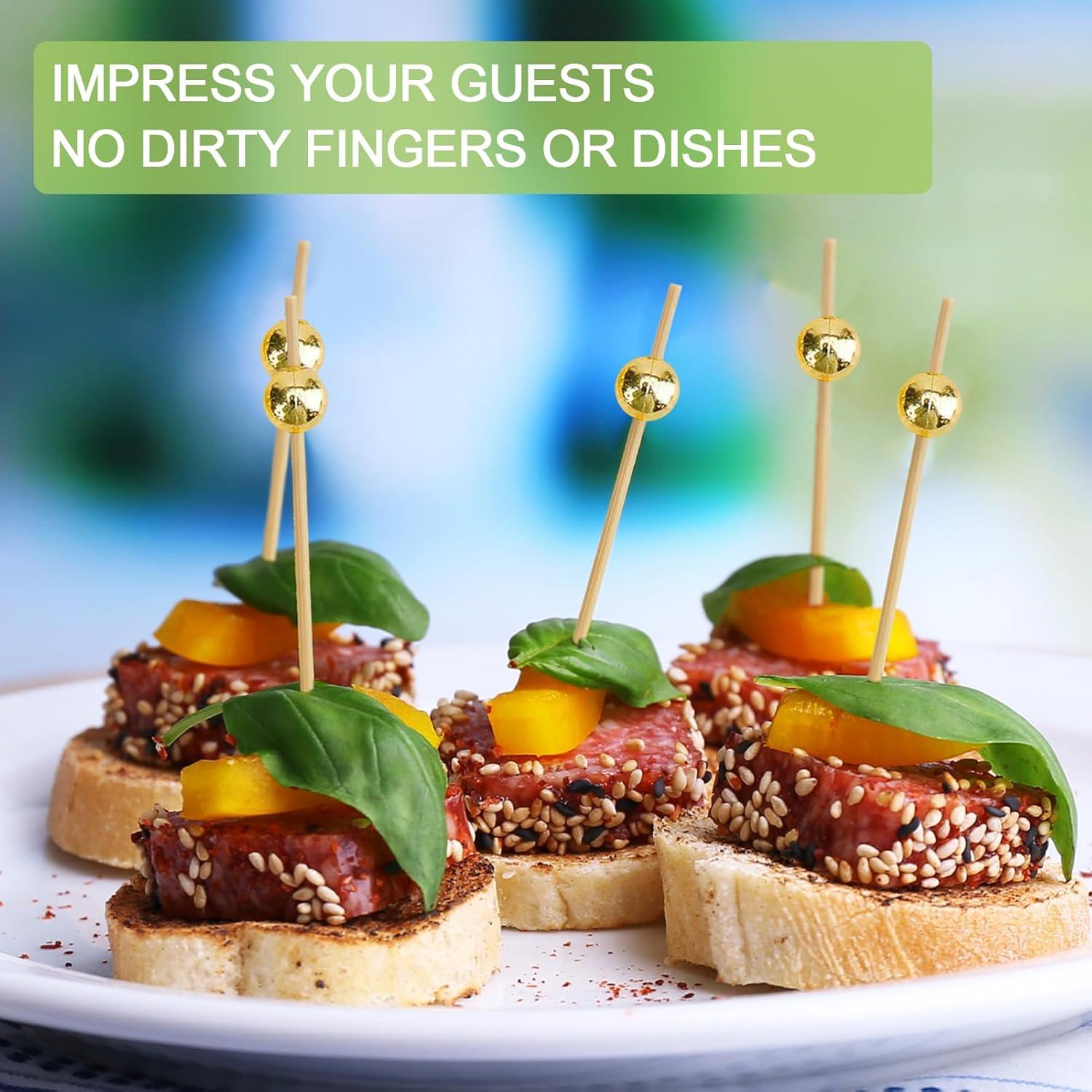 1000 Palillos de Cóctel Dorados 11.94 cm para Aperitivos