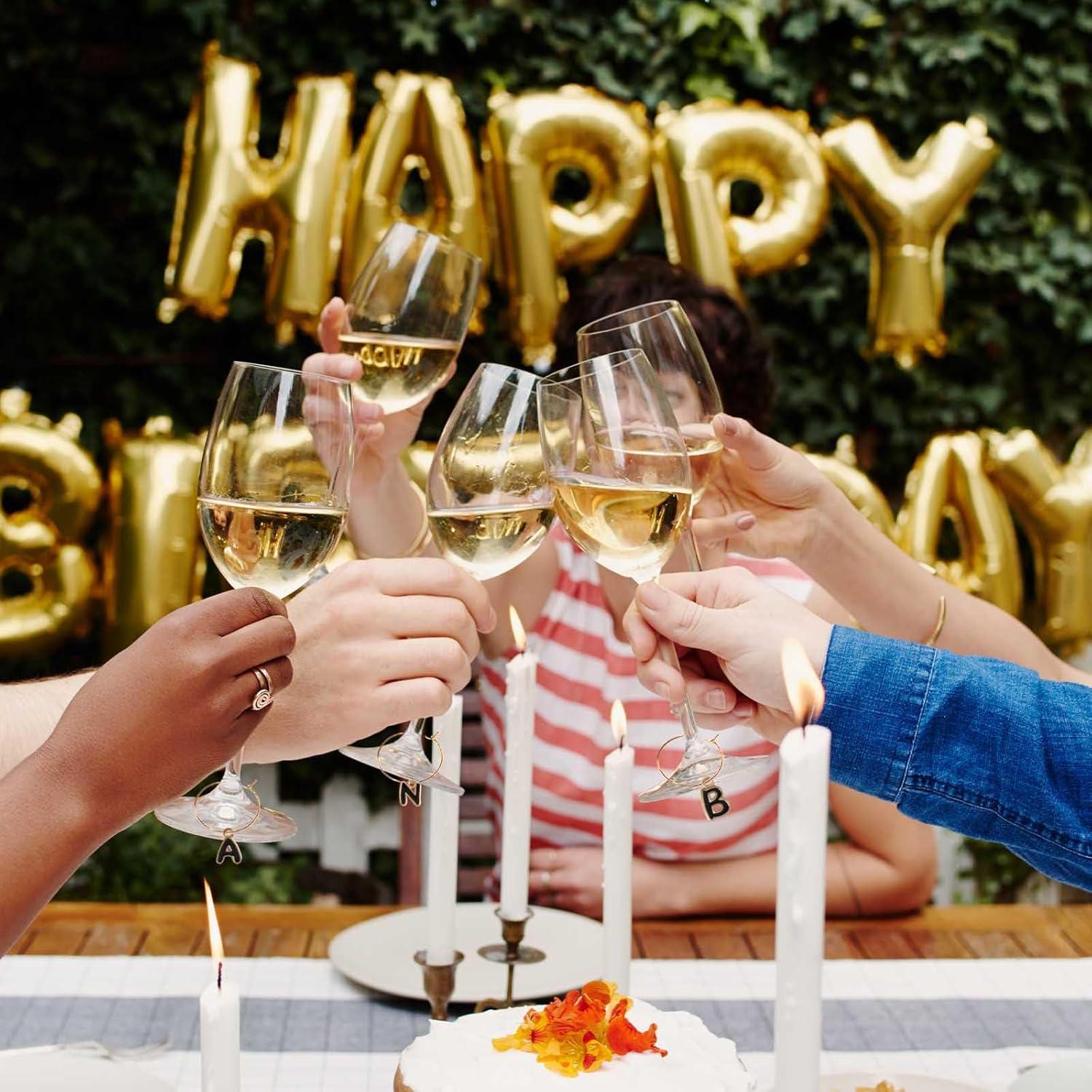 26 Marcadores de Letras para Copas de Vino Megitzuu - Bolsa Incluida