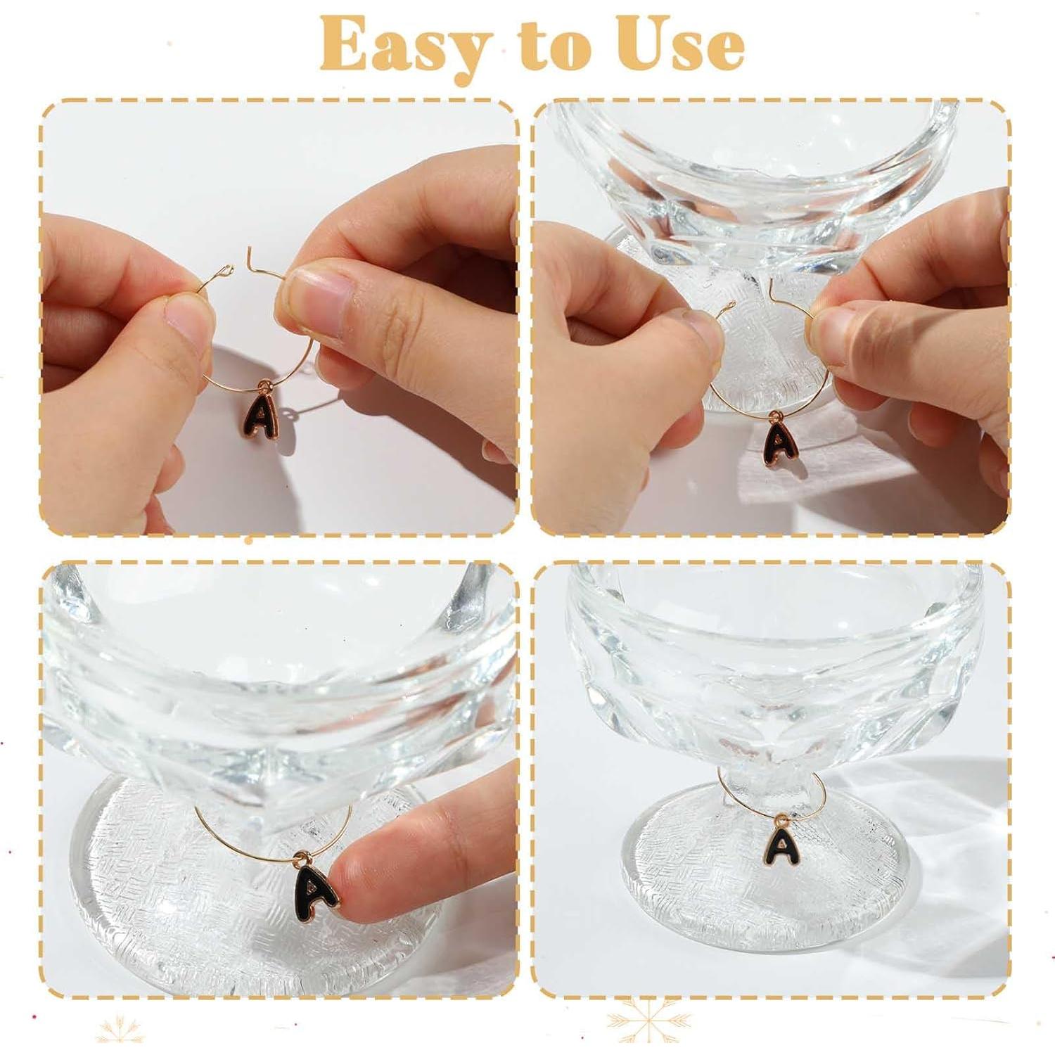 26 Marcadores de Letras para Copas de Vino Megitzuu - Bolsa Incluida