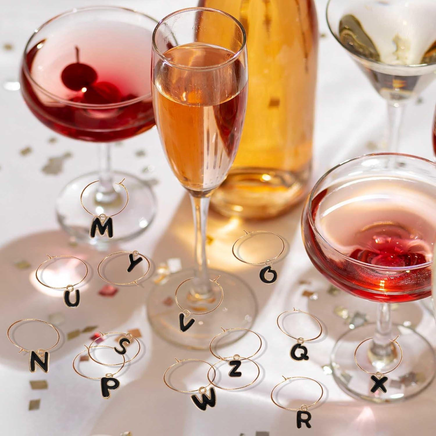 26 Marcadores de Letras para Copas de Vino Megitzuu - Bolsa Incluida