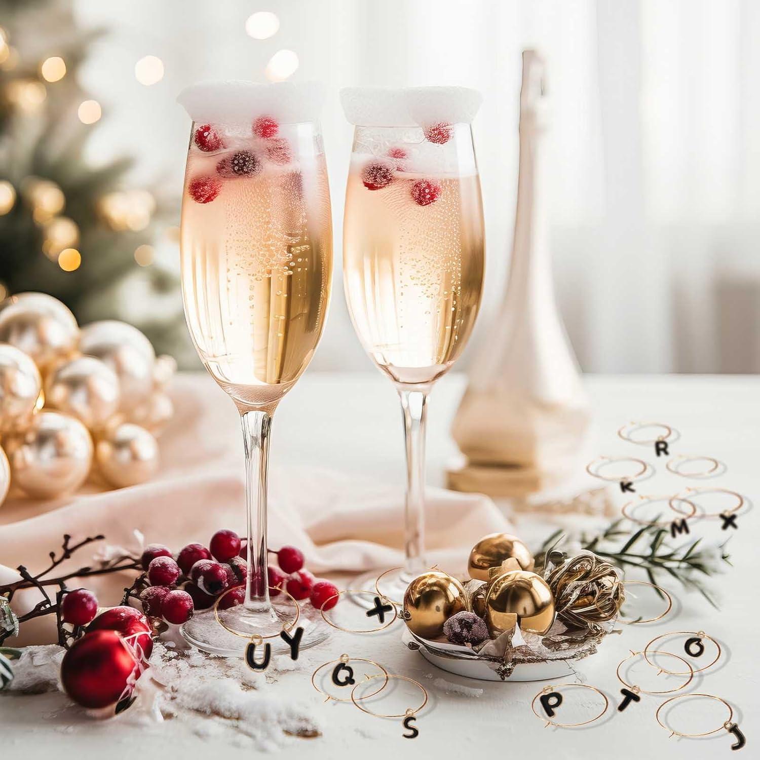 26 Marcadores de Letras para Copas de Vino Megitzuu - Bolsa Incluida