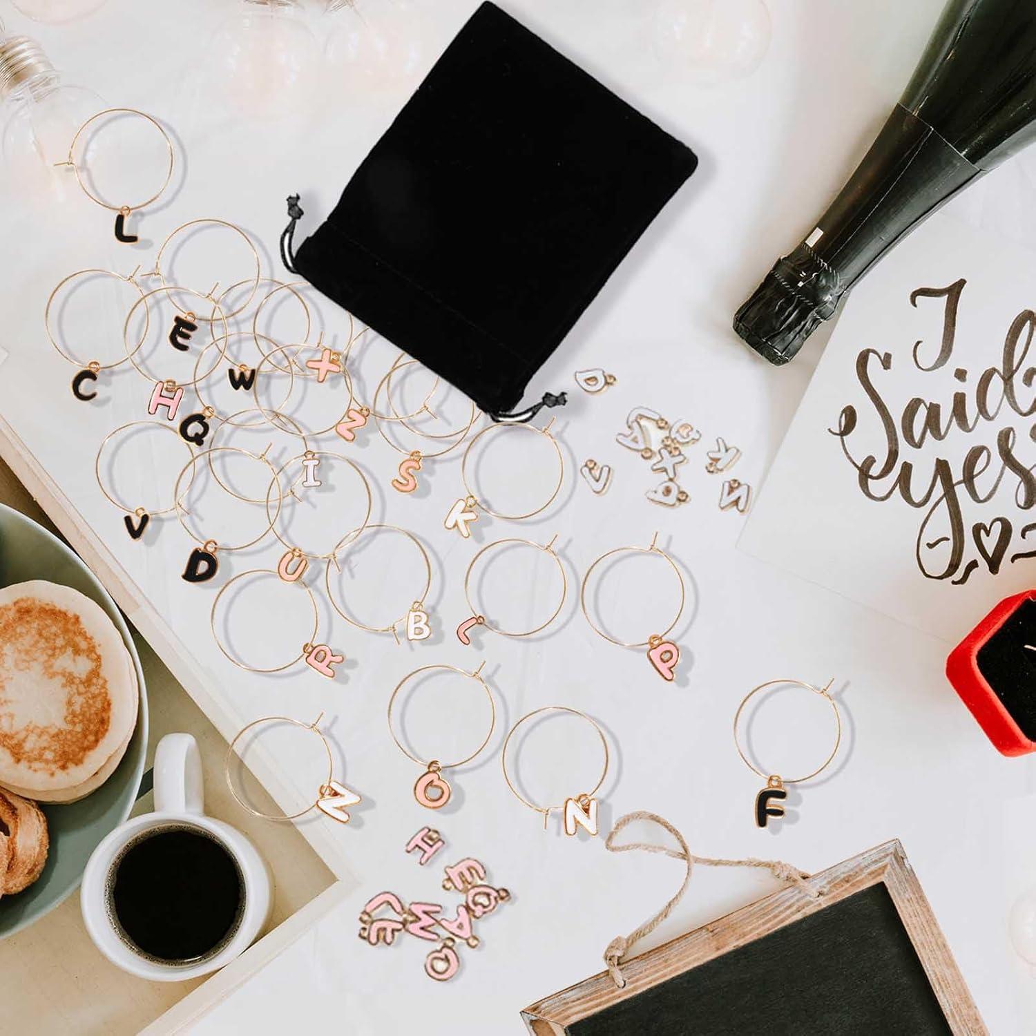 26 Marcadores de Letras para Copas de Vino Megitzuu - Bolsa Incluida