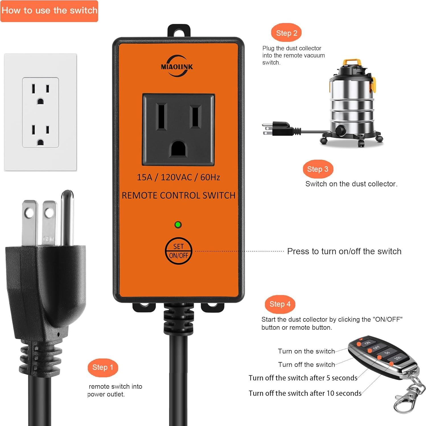 Interruptor Remoto para Aspiradora MIAOLINK 120V Automático