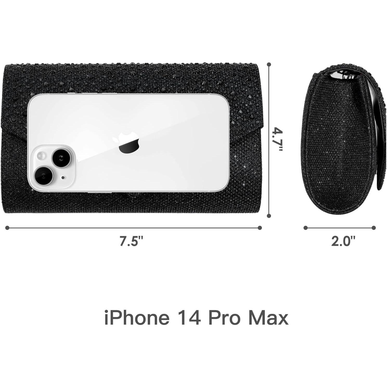 Bolso de mano de strass CurvChic negro 19x12cm para mujer