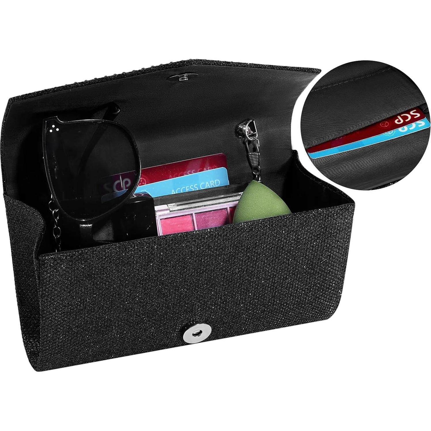 Bolso de mano de strass CurvChic negro 19x12cm para mujer