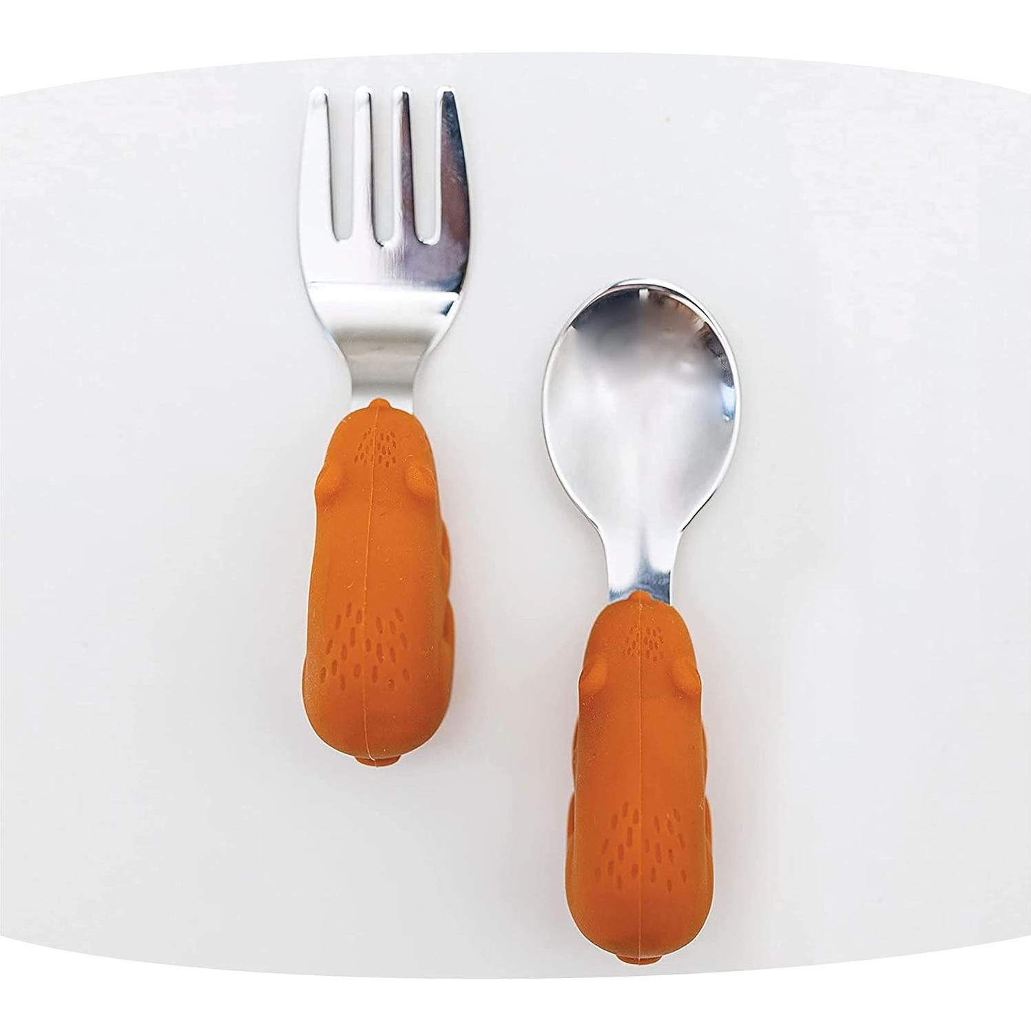 Set de Utensilios para Niños Tiny Twinkle - Cuchara y Tenedor Oso Canela