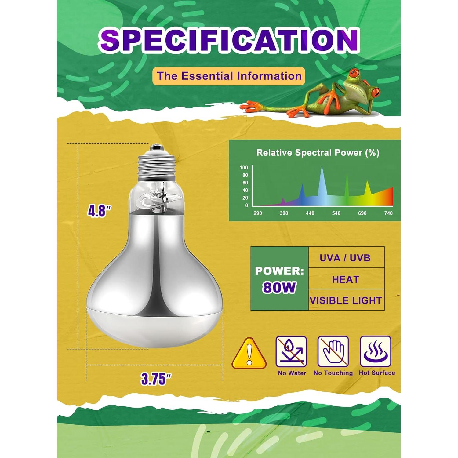 Bombilla de Calor 80W REPTISPA UVA UVB para Reptiles