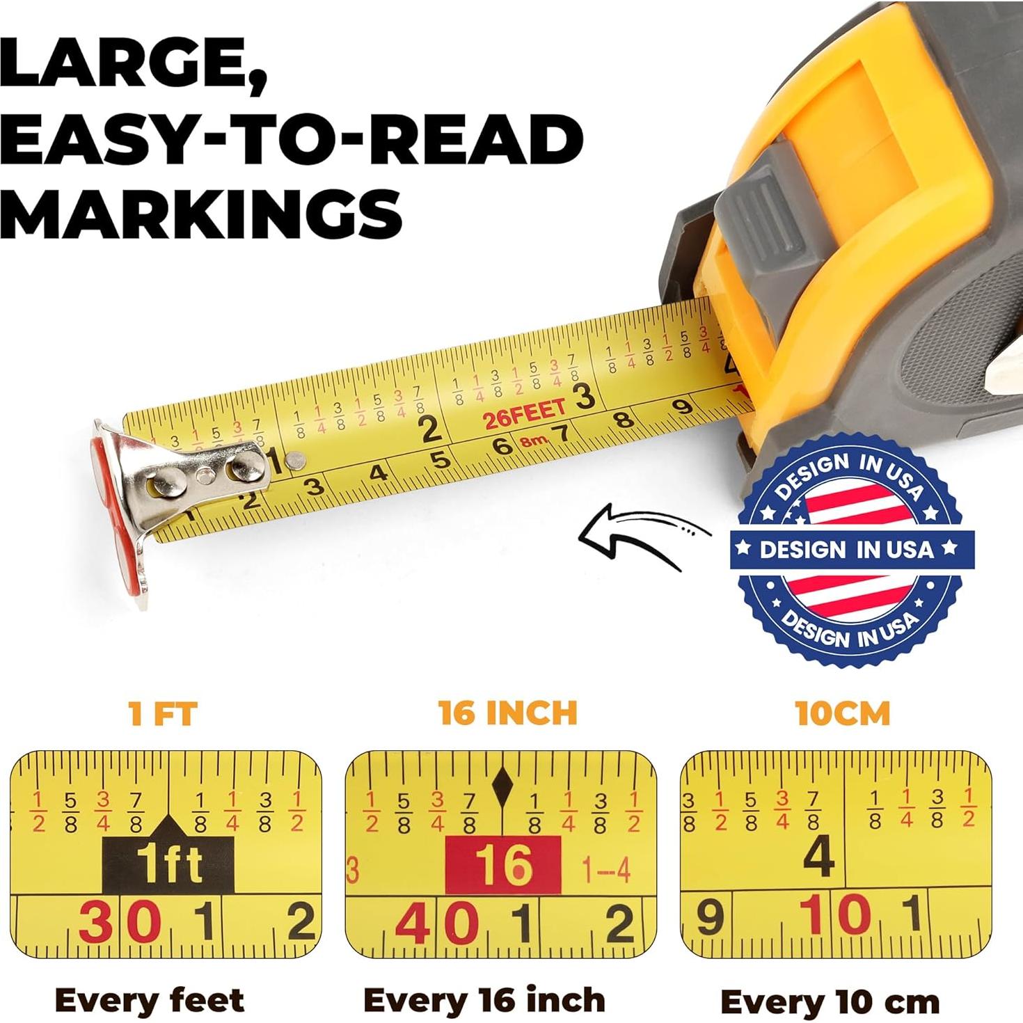 Cinta Métrica MulWark 8m con Gancho Magnético y Doble Cara
