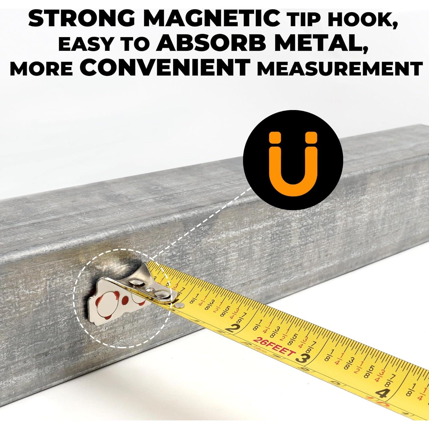 Cinta Métrica MulWark 8m con Gancho Magnético y Doble Cara