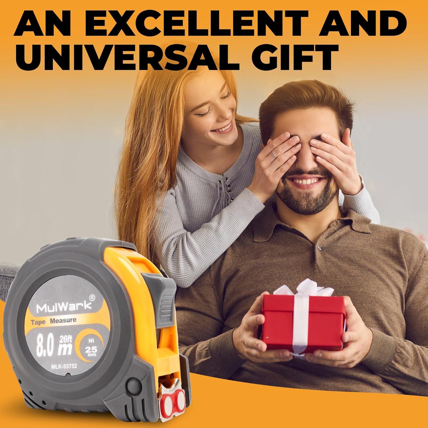 Cinta Métrica MulWark 8m con Gancho Magnético y Doble Cara