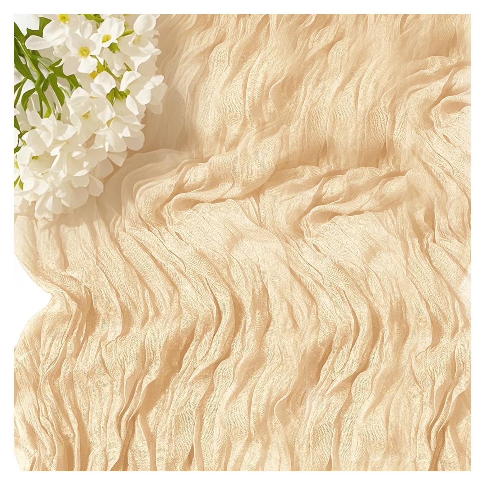 Caminito de Mesa de Gasa Beige Teiniuby 13 Pies (3.96 m) Rústico