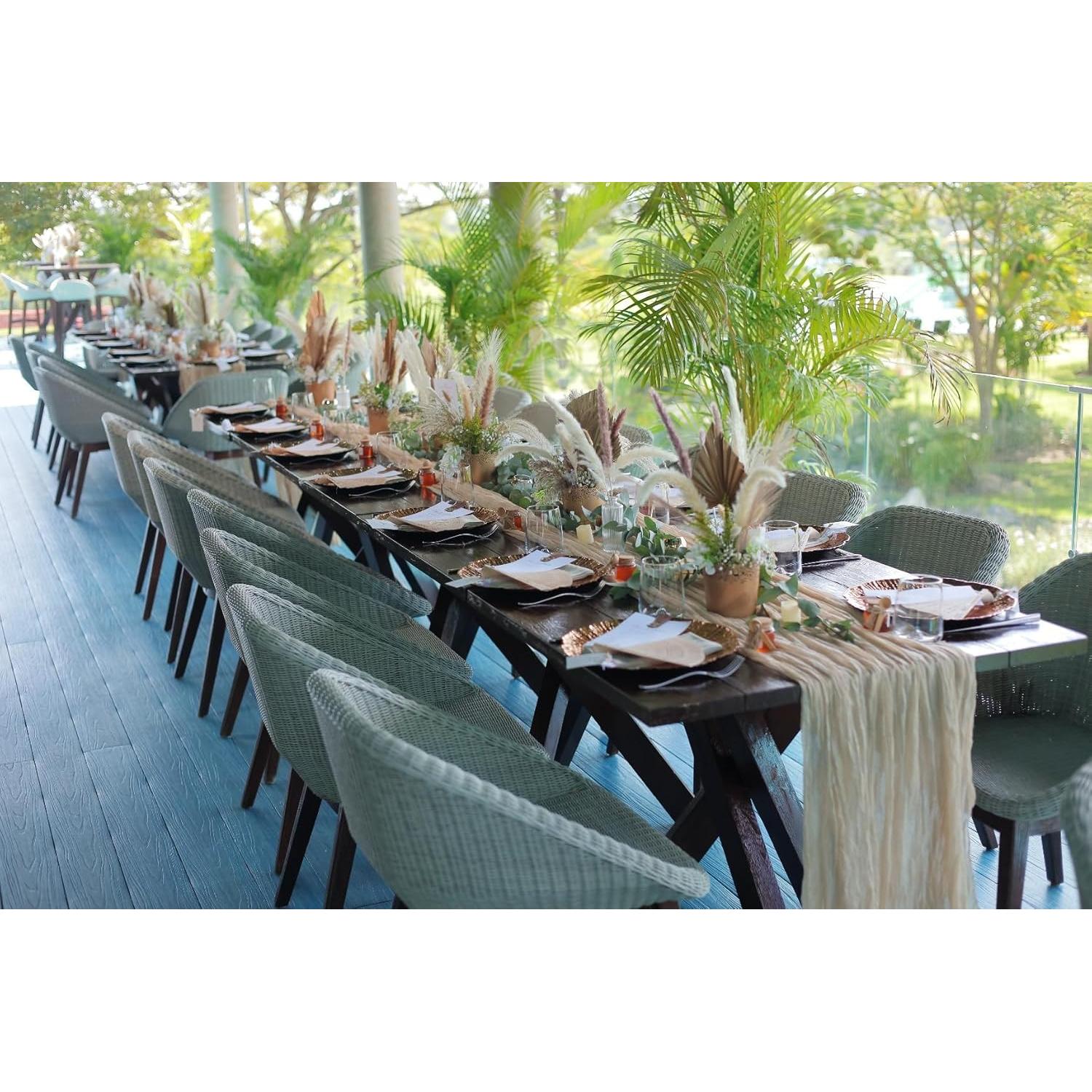 Caminito de Mesa de Gasa Beige Teiniuby 13 Pies (3.96 m) Rústico