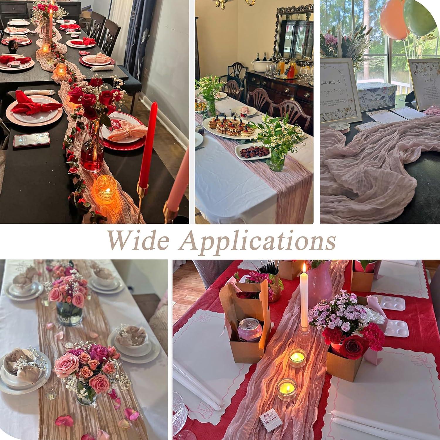 Caminito de Mesa de Gasa Beige Teiniuby 13 Pies (3.96 m) Rústico