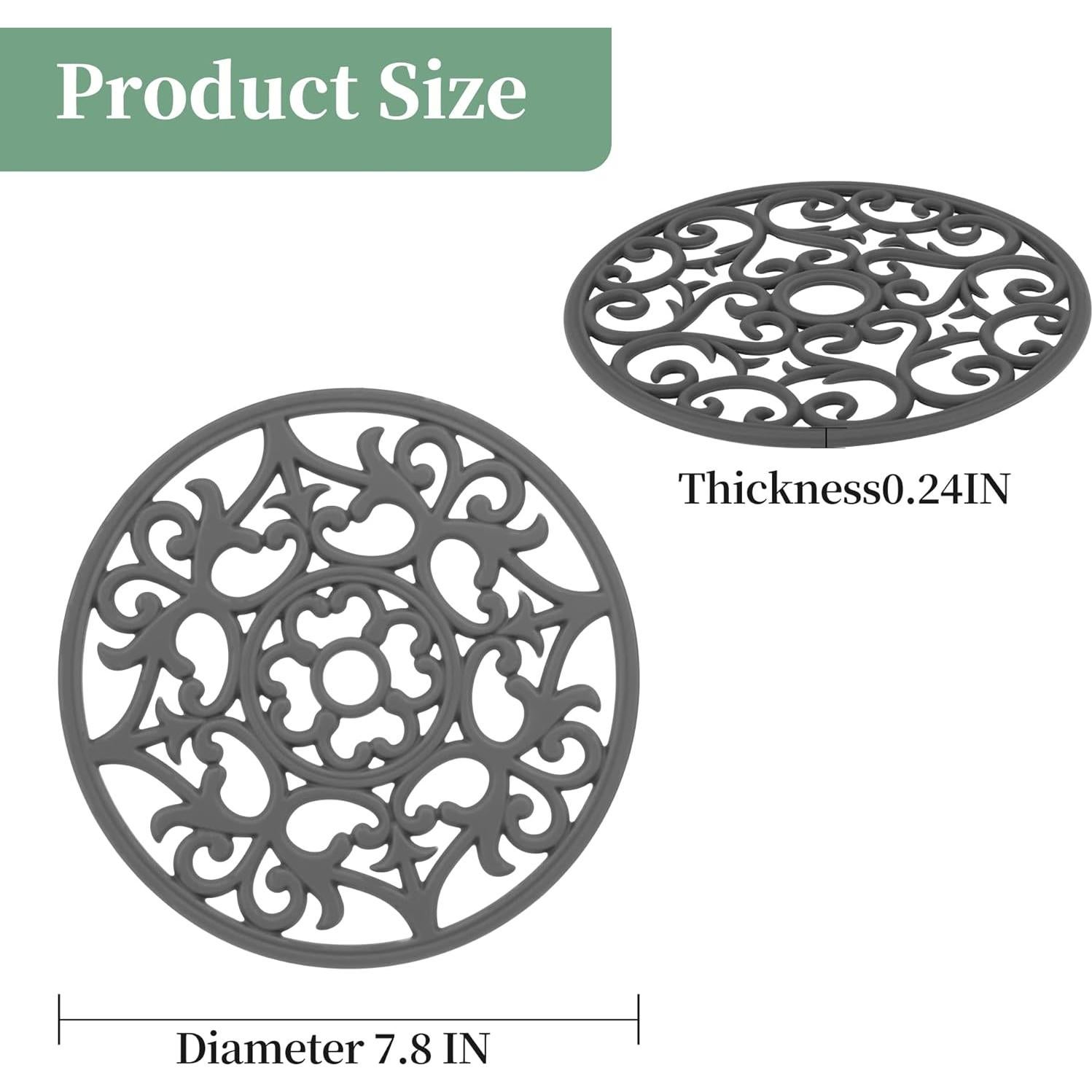 Trivetes de Silicona Kalsreui Set de 6 Redondos 20 cm Negros