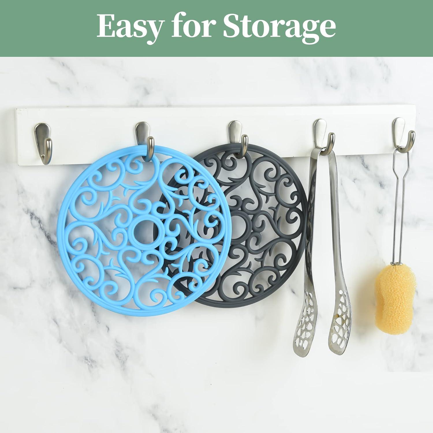 Trivetes de Silicona Kalsreui Set de 6 Redondos 20 cm Negros