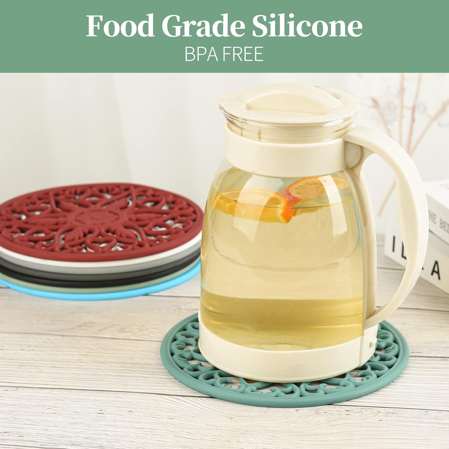 Trivetes de Silicona Kalsreui Set de 6 Redondos 20 cm Negros