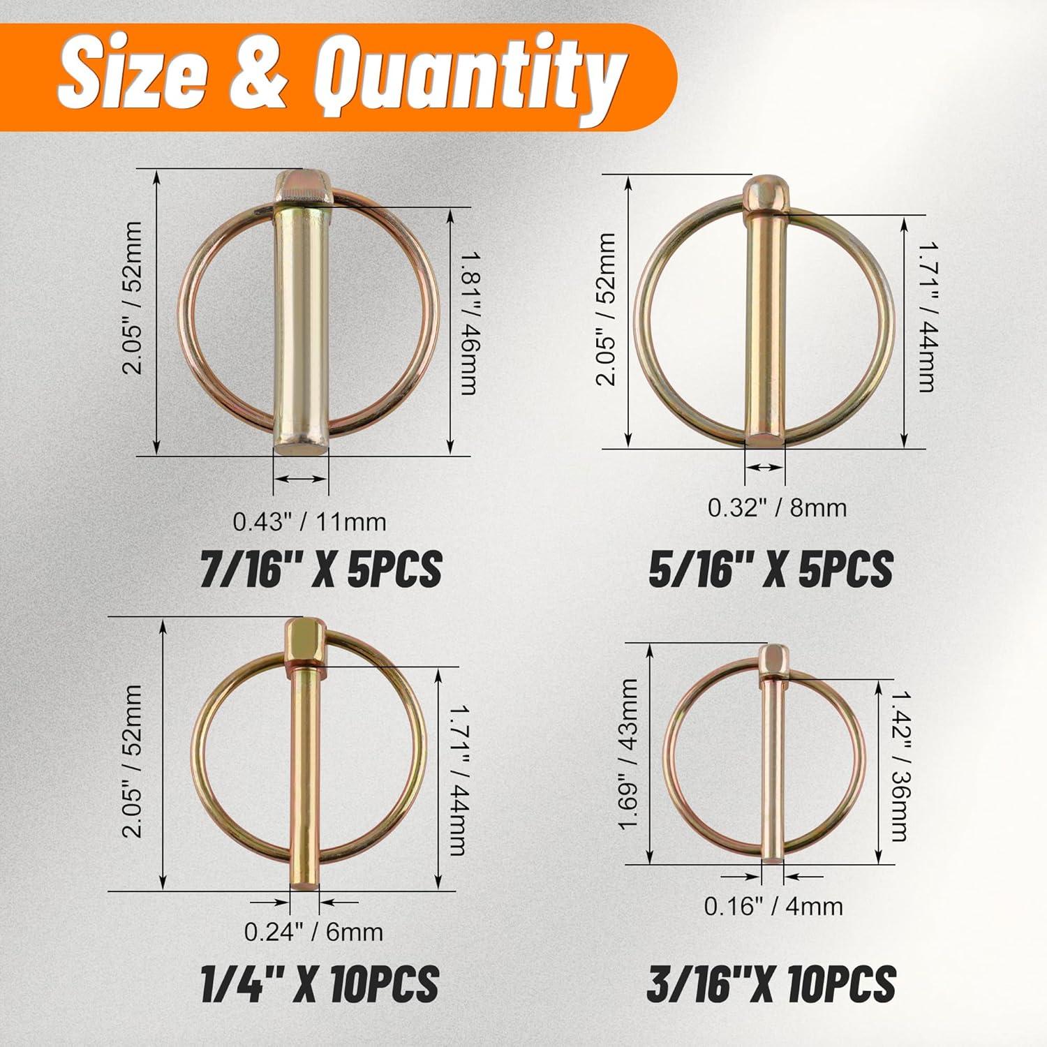 Kit de 30 Pasadores de Seguridad HASAOMOI para Remolques y Tractores