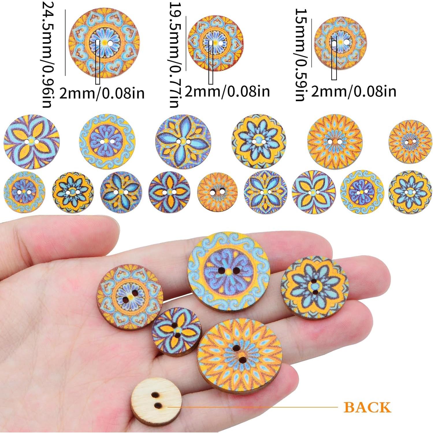 Botones de Madera Bohemios JMKTOOL - 300 Piezas, 3 Tamaños
