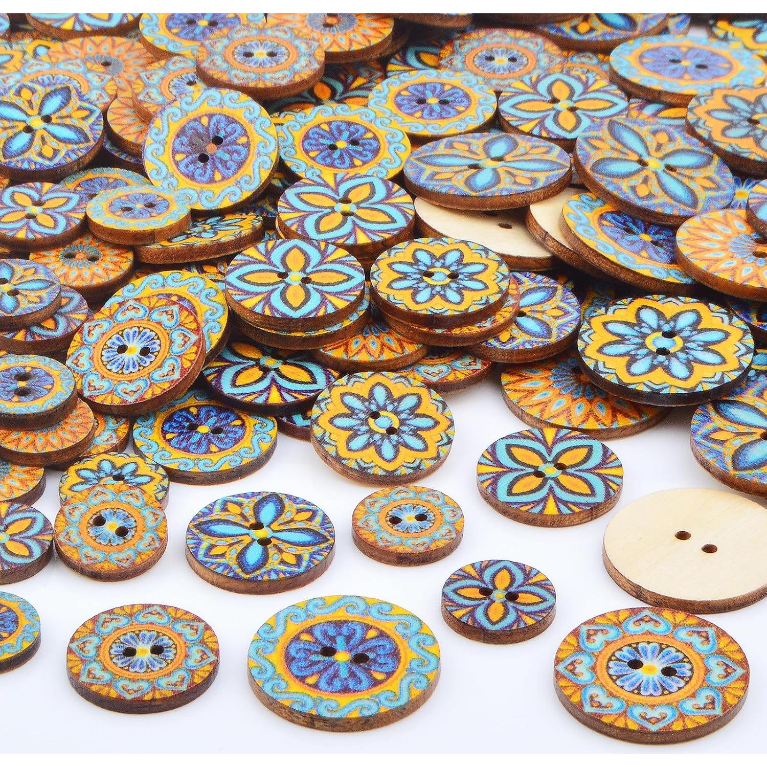 Botones de Madera Bohemios JMKTOOL - 300 Piezas, 3 Tamaños