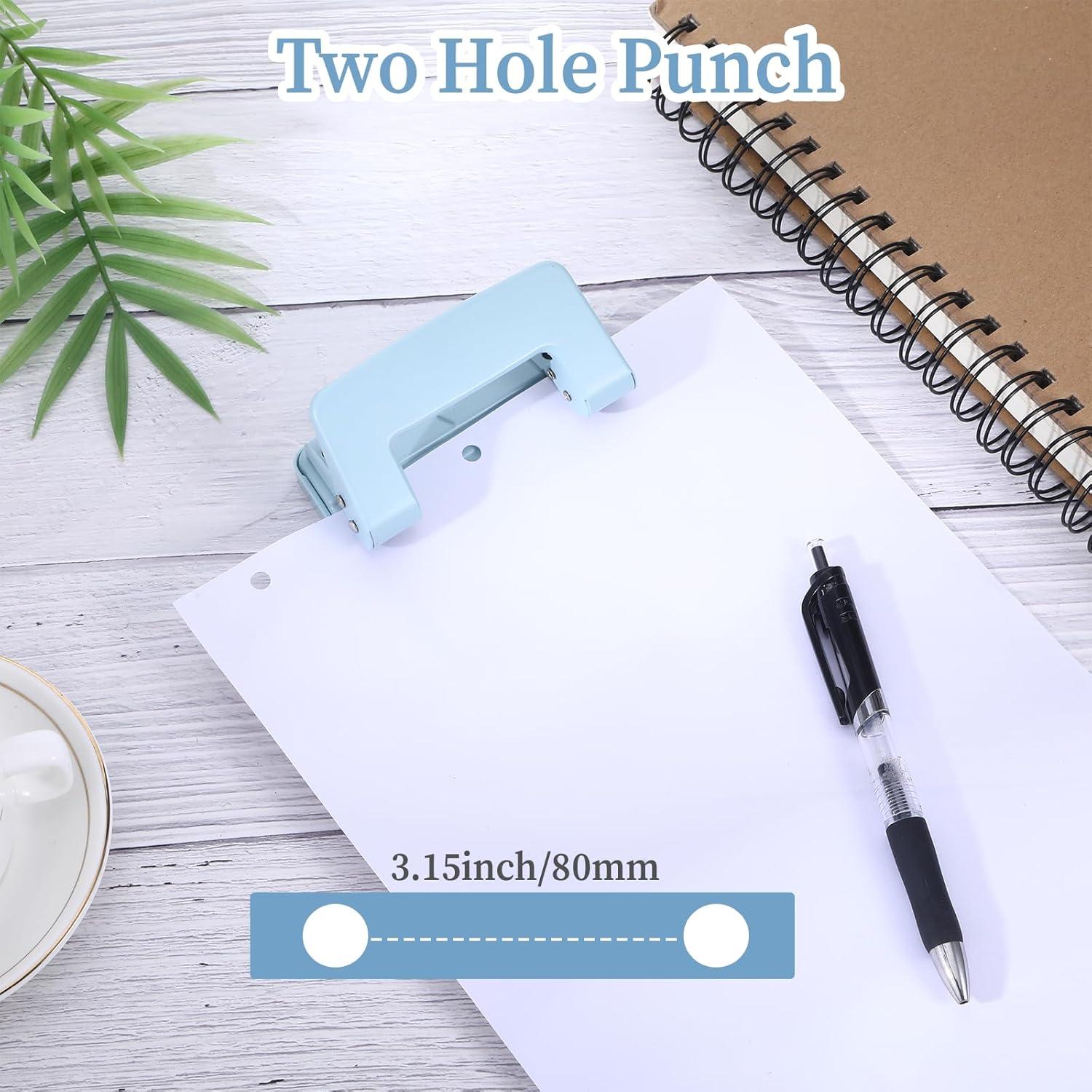 Perforadora de 2 Agujeros Jeqqinuz Azul para Carpeta - Doble Perforación 10 Hojas