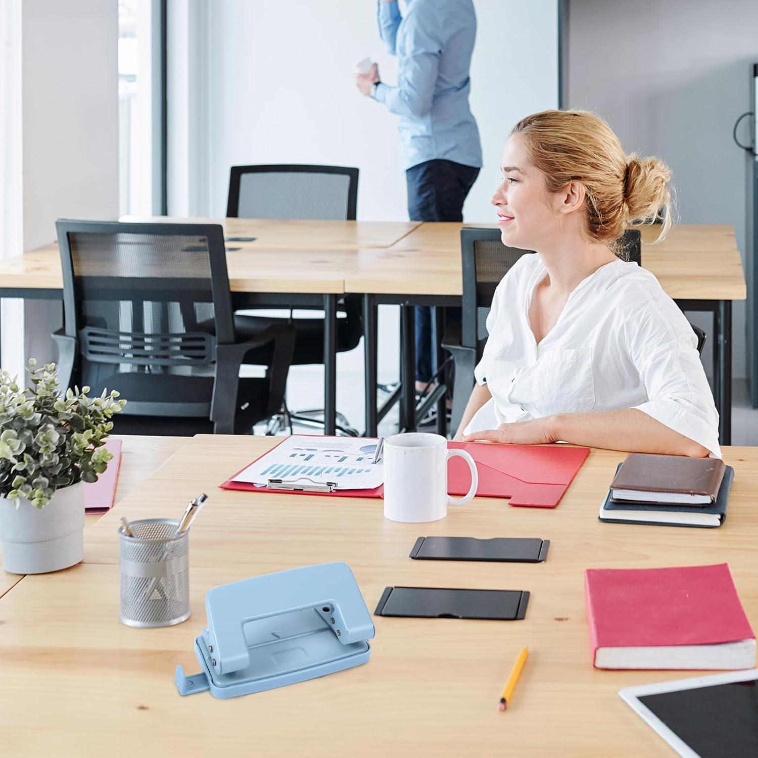Perforadora de 2 Agujeros Jeqqinuz Azul para Carpeta - Doble Perforación 10 Hojas