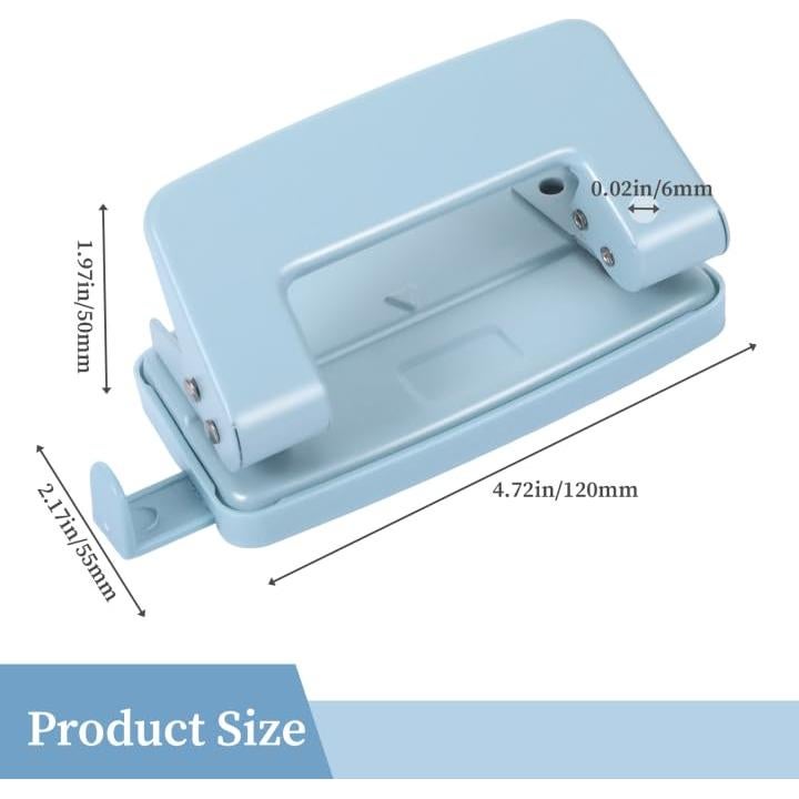 Perforadora de 2 Agujeros Jeqqinuz Azul para Carpeta - Doble Perforación 10 Hojas