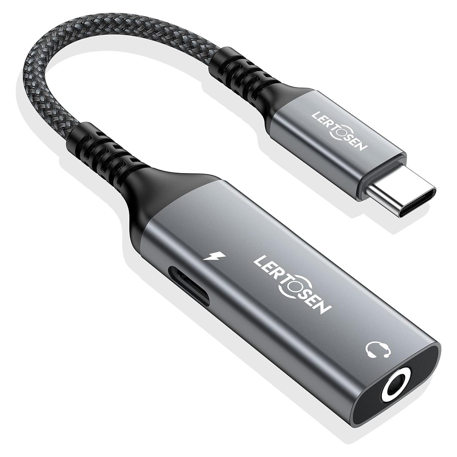 Adaptador USB C a 3.5mm LERTOSEN con Carga Rápida 60W