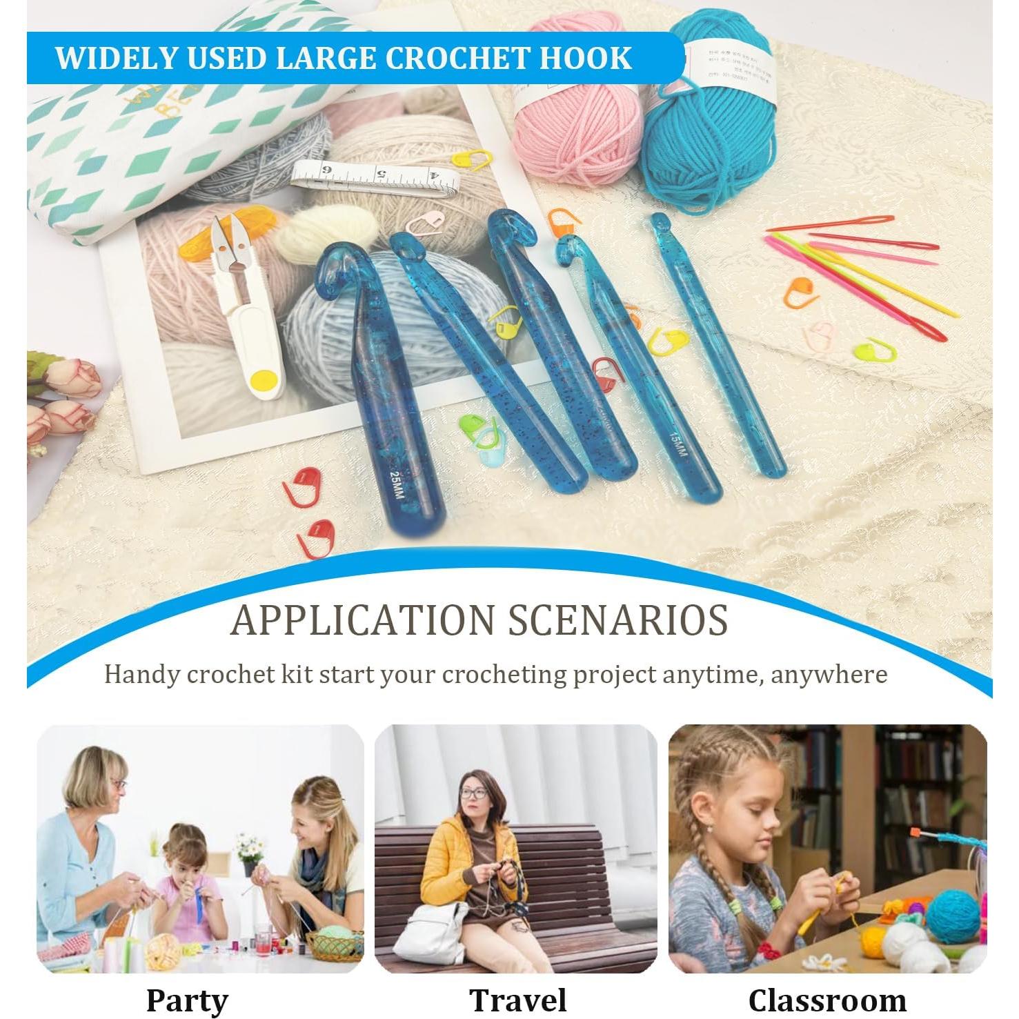 Conjunto de Ganchos de Crochet Grandes Weabetfu 24PCS Azul