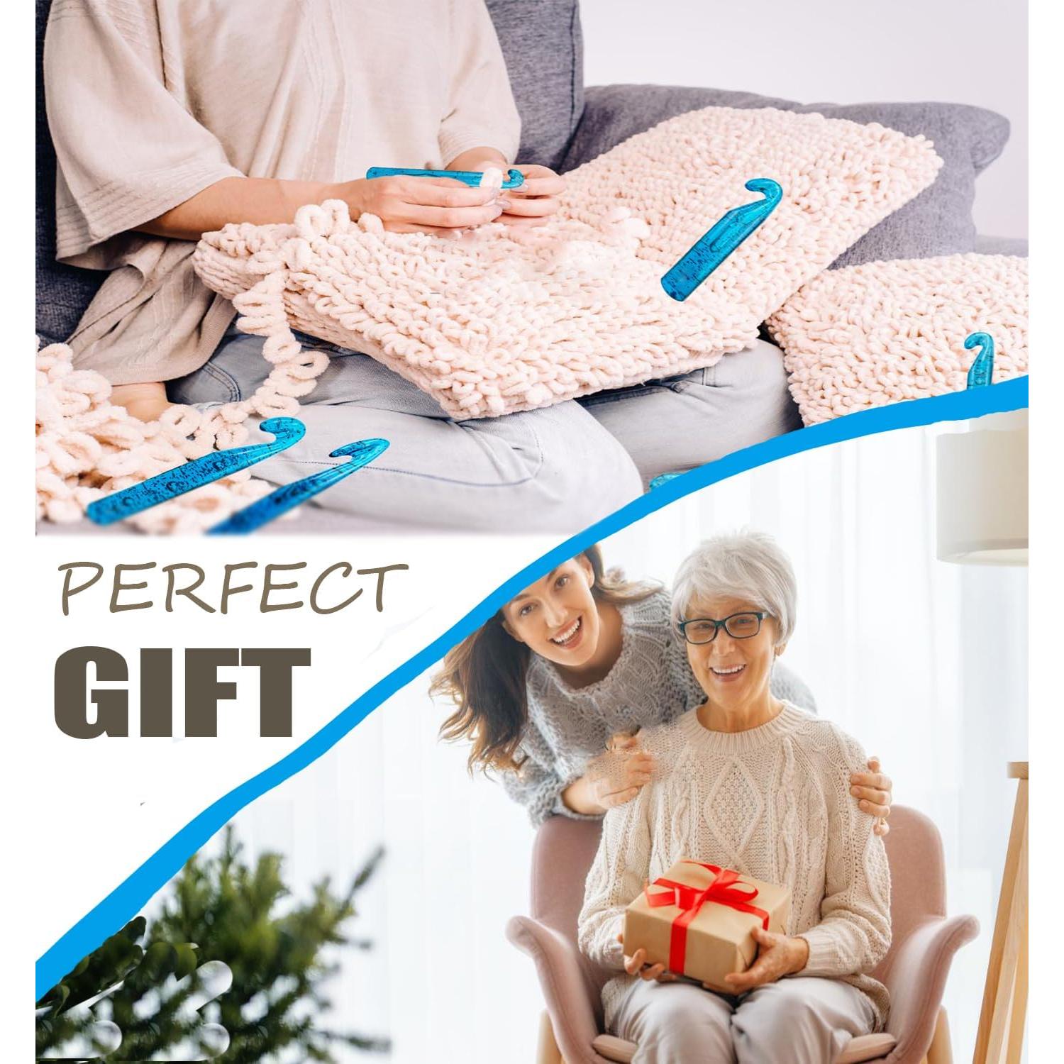 Conjunto de Ganchos de Crochet Grandes Weabetfu 24PCS Azul